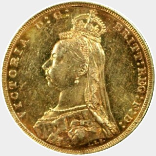 1887-M Wide JEB Full Sovereign obverse