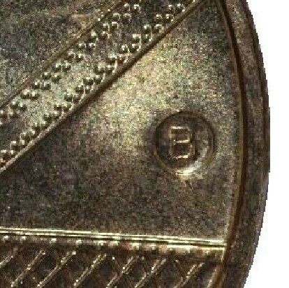 Brisbane (B) mint-mark on 2007-B (Sydney Habour) one dollar piece.