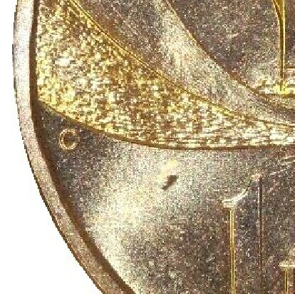 Canberra (C) mint-mark on 2000-C (HMAS Sydney II) one dollar piece.