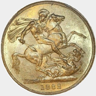 1882-S Wide Truncation No Initials Short Tail Full Sovereign reverse