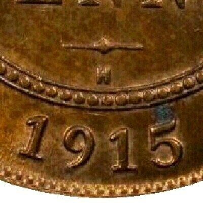 H mintmark on the 1915 half penny