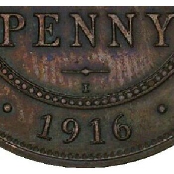 I mintmark of a 1916 half penny