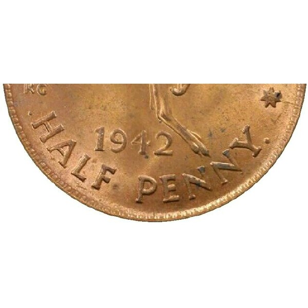 Dot before and after HALF PENNY on the Bombay mint issue