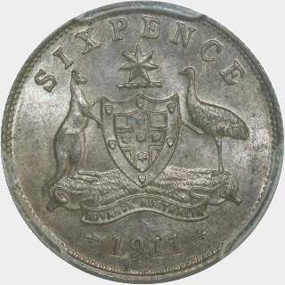 1911  Sixpence reverse