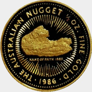 1986-P Proof Gold Fifty Dollar reverse