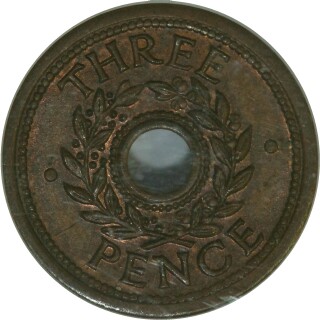 1943 CAMPS over CAMP Threepence reverse