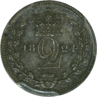 1824 Prooflike Two Pence reverse