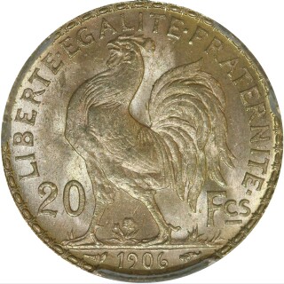 1906  Twenty Franc reverse