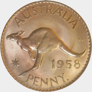 1958(p) Dot after Y Proof One Penny reverse