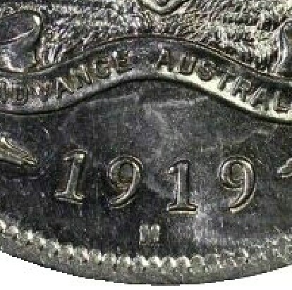 Melbourne 'M' mint-mark on a 1919-M Florin.