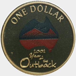2002 Coloured Proof One Dollar reverse