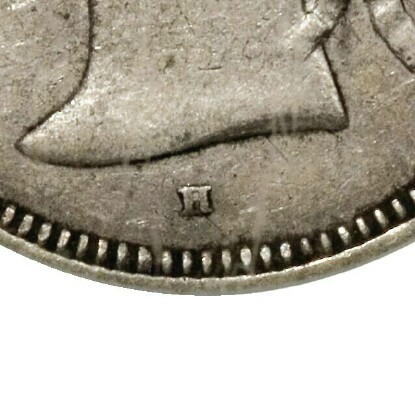H mintmark on the Heaton Mint Five Cent