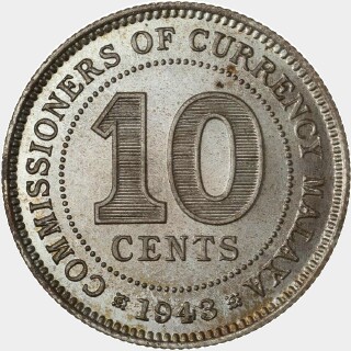 1943 Proof Ten Cent reverse