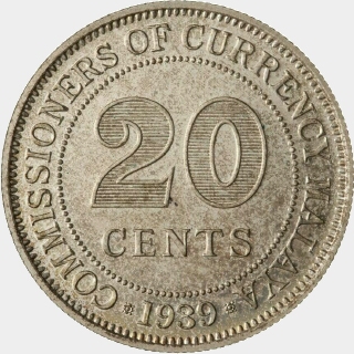 1939 Proof Twenty Cent reverse