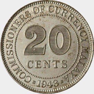 1943 Proof Twenty Cent reverse