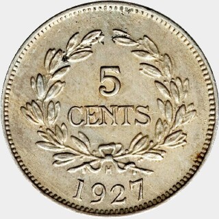 1927-H Proof Five Cent reverse