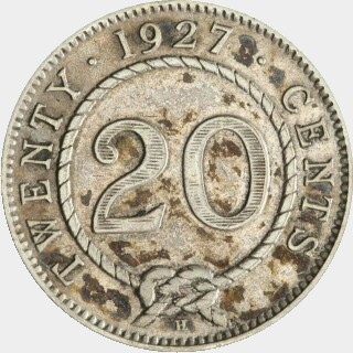 1927-H Proof Twenty Cent reverse