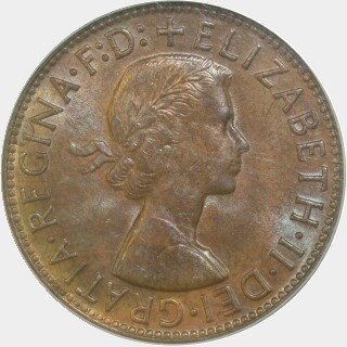 1957(p) Dot after Y One Penny obverse