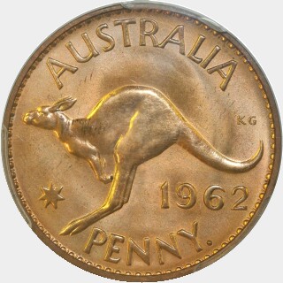1962(p) Dot after Y Proof One Penny reverse