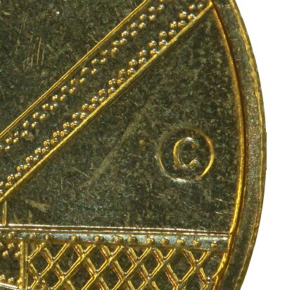 (C) mint-mark on 2007-C (Sydney Habour) one dollar piece.