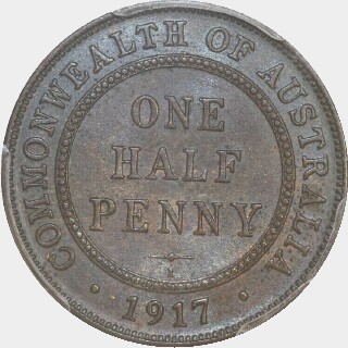 1917-I  Half Penny reverse