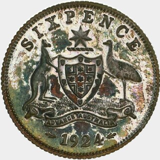 1924 Proof Sixpence reverse
