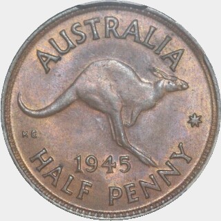 1945(p) No dot Half Penny reverse
