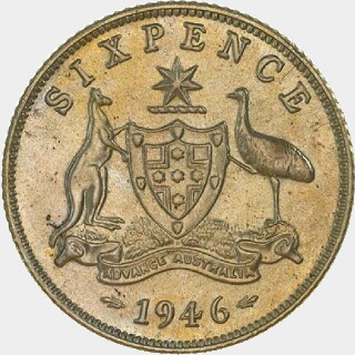 1946 Proof Sixpence reverse