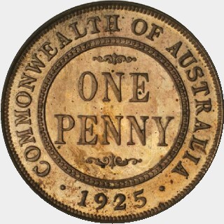 1925 Proof One Penny reverse