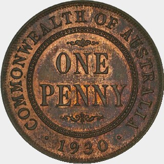 1930 Proof One Penny reverse