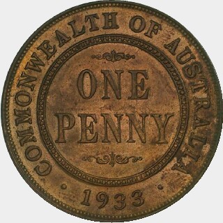 1933 Proof One Penny reverse