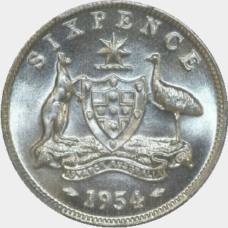 1954  Sixpence reverse