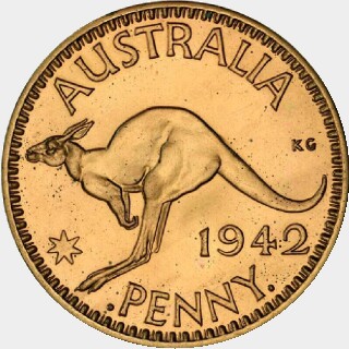 1942-I Restrike Proof One Penny reverse