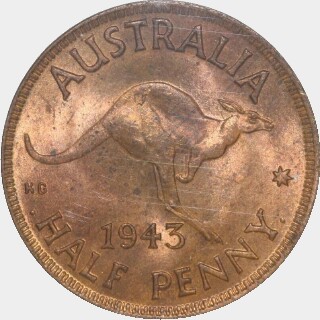 1943-I  Half Penny reverse