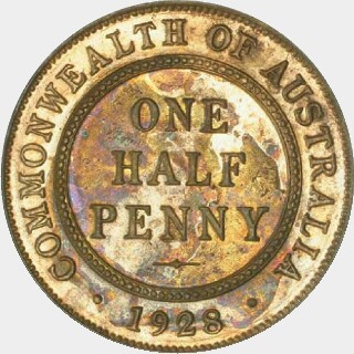 1928 Proof Half Penny reverse