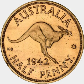 1942-I Restrike Proof Half Penny reverse