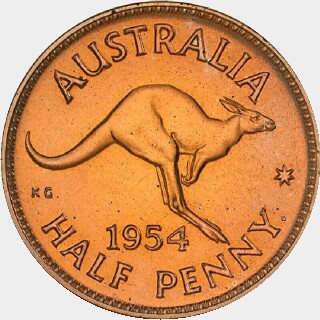 1954(p) Dot after Y Half Penny reverse