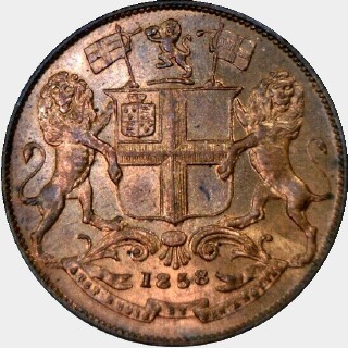 1858 Proof One Quarter Anna obverse