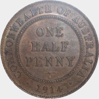 1914-H  Half Penny reverse