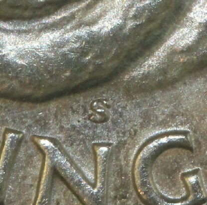 San Francisco 'S' mint-mark on the reverse of a 1944-S Shilling.