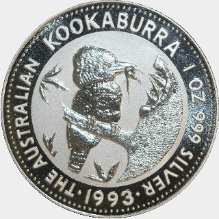 1993-P Silver One Dollar reverse