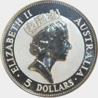 1991-P Silver Five Dollar obverse