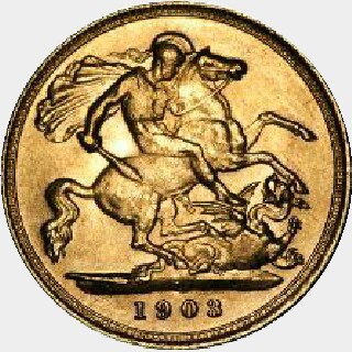 1902-S Brilliant Proof Half Sovereign reverse