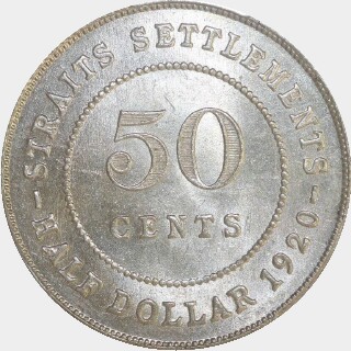 1920 Cross Below Bust Fifty Cent reverse