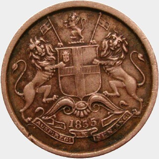 1835 Madras Mint One Twelfth Anna obverse