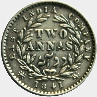 1841-B .W.W raised on truncation Two Anna reverse