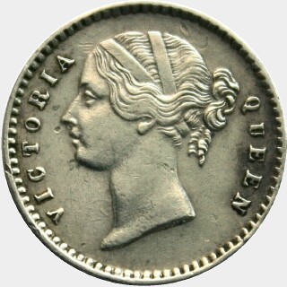 1841-C Crescent on left ribbon bow Two Anna obverse