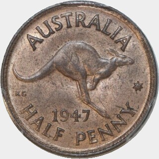 1947(p) Dot after Y Half Penny reverse