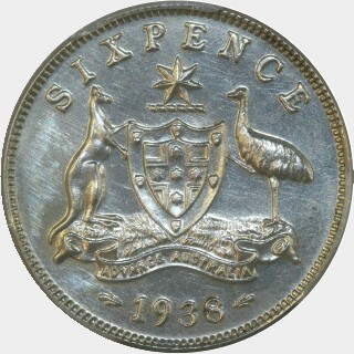 1938 Proof Sixpence reverse