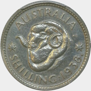 1938 Proof One Shilling reverse